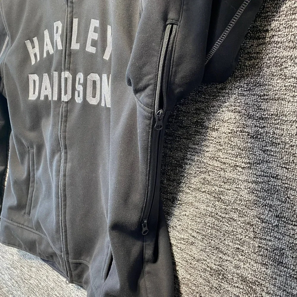 Harley Davidson Softshell Hooded Jacket Mens L Black 3M Reflective 97105-22VM